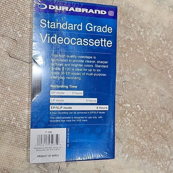 DURABRAND T-120 NEW STANDARD GRADE VIDEO CASSETTE TAPE NEW SEALED PACKAGE 6HR EP - Picture 3 of 4